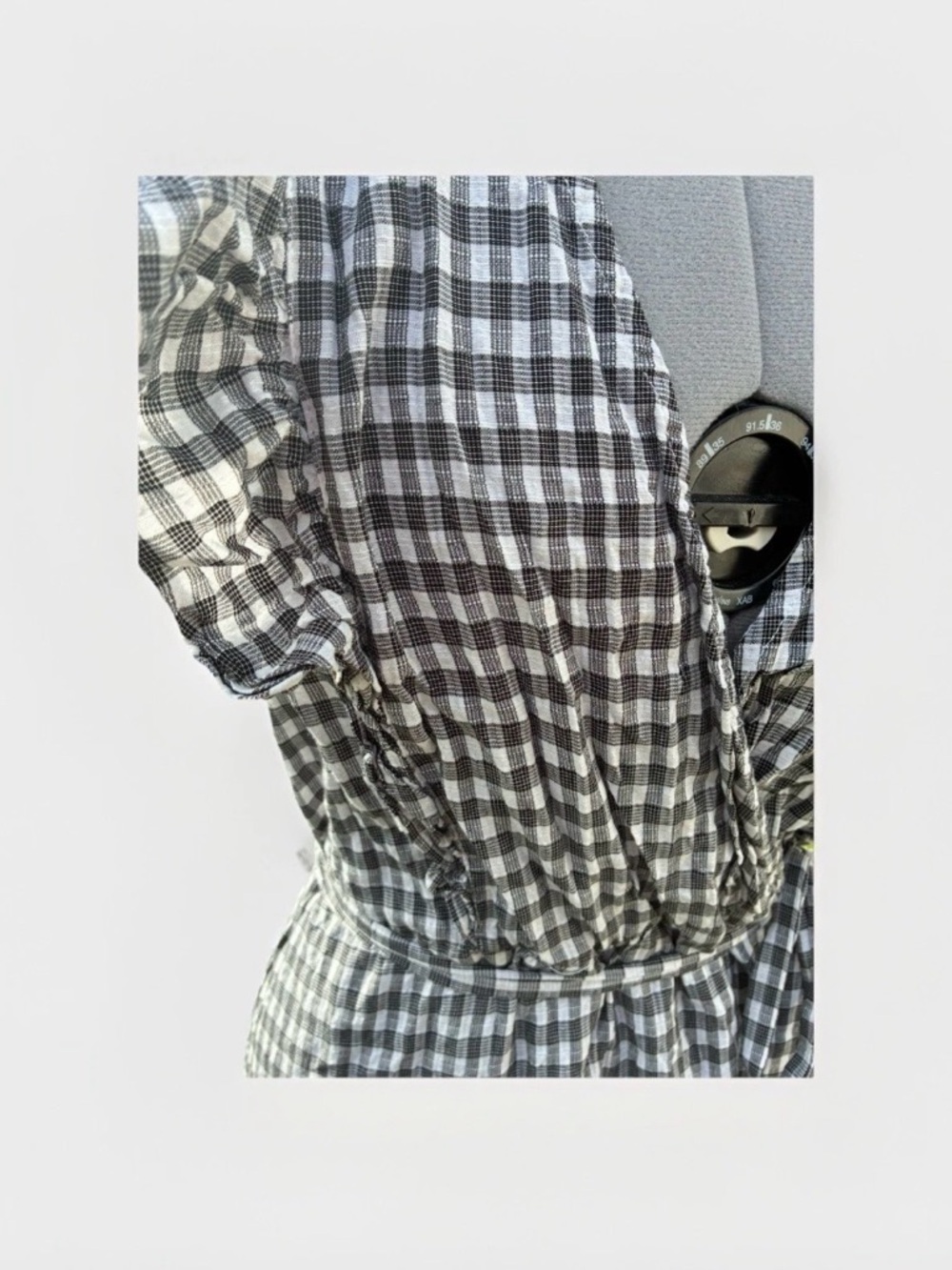 Max Studio | Black & White Checkered Ruffle Wrap Dress Cottagecore Spring XS - Picture 3 of 5